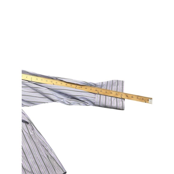 Polo Ralph Lauren Shirt Mens 17.5 35 Lavendar Stripe 2Ply Cotton French Cuff - Picture 4 of 8